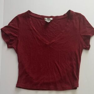 Women's Red V-Neck Top